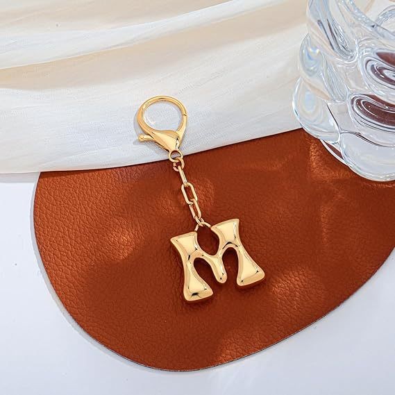 Bubble Letter Monogram Bag Charm Key Chain | 40KC161