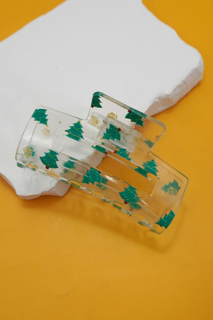 CHRISTMAS TREE SANTA HOLIDAY HAIR CLAW | 40H948