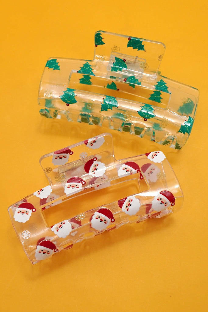 CHRISTMAS TREE SANTA HOLIDAY HAIR CLAW | 40H948
