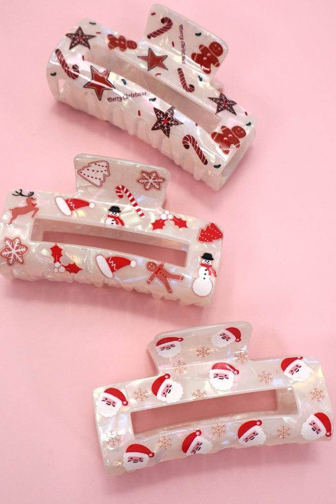 CHRISTMAS TREE SANTA HOLIDAY HAIR CLAW | 40H947