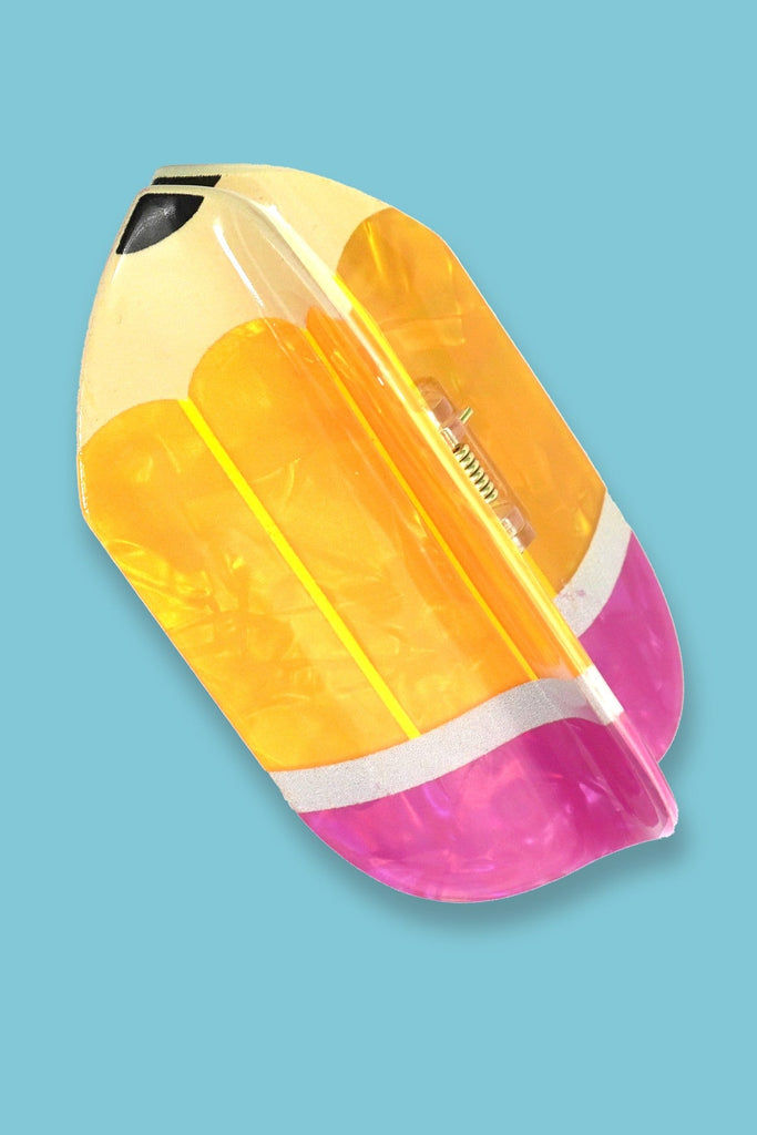 JUMBO PVC FUN SCHOOL PENCIL HAIR CLAW CLIPS | 40H951