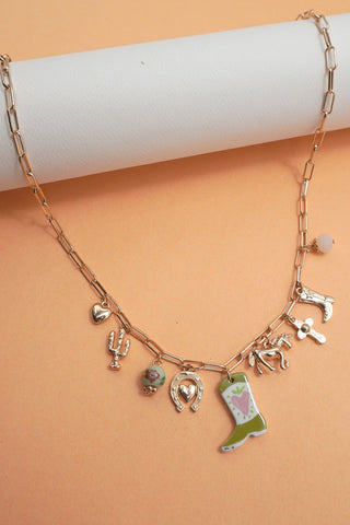 CHARM NECKLACE-WESTERN BOOT HORSE CROSS CHARM | 80N91803