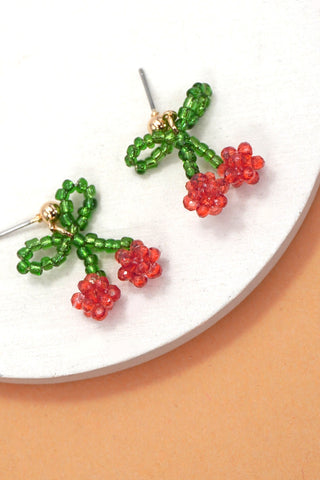 CHERRY BEADED DROP EARRINGS | 80E6747