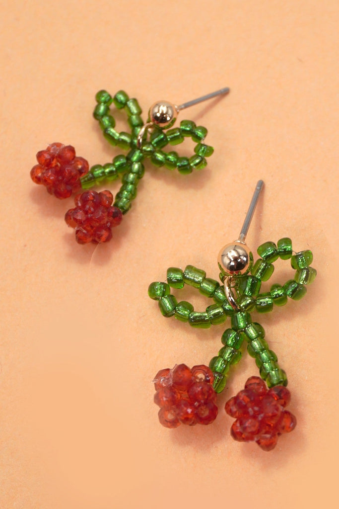 CHERRY BEADED DROP EARRINGS | 80E6747
