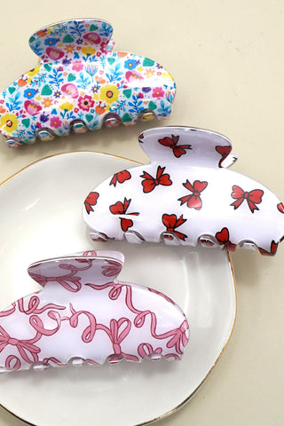 JUMBO BOW FLORAL HAIR CLAW CLIPS | 40H953