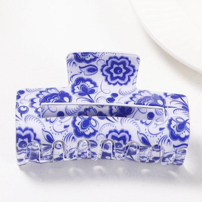VINTAGE PORCELAIN STYLE RECTANGLE HAIR CLAW CLIPS | 40H952