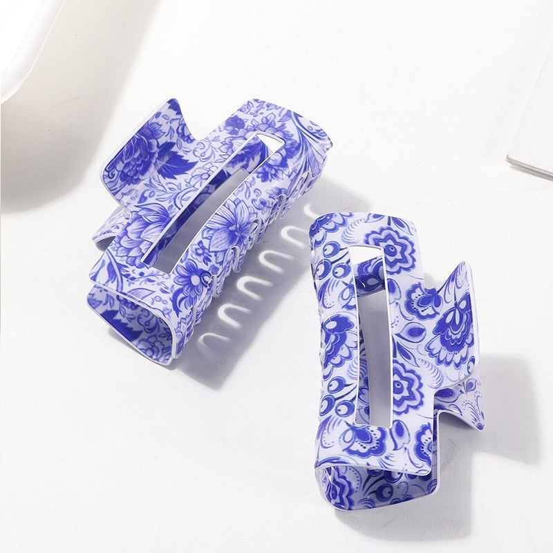 VINTAGE PORCELAIN STYLE RECTANGLE HAIR CLAW CLIPS | 40H952
