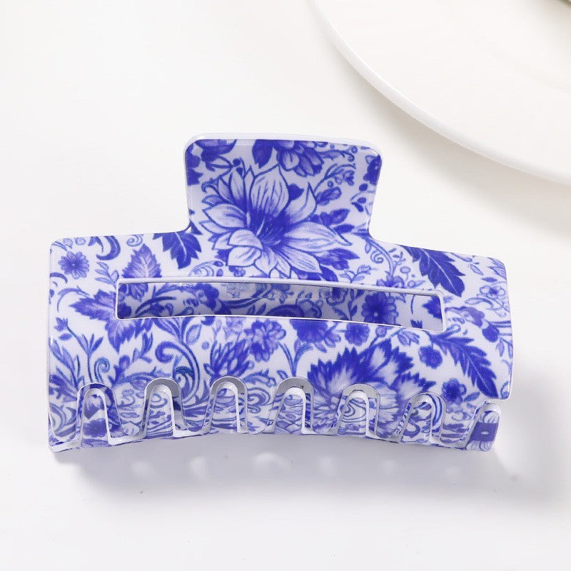 VINTAGE PORCELAIN STYLE RECTANGLE HAIR CLAW CLIPS | 40H952