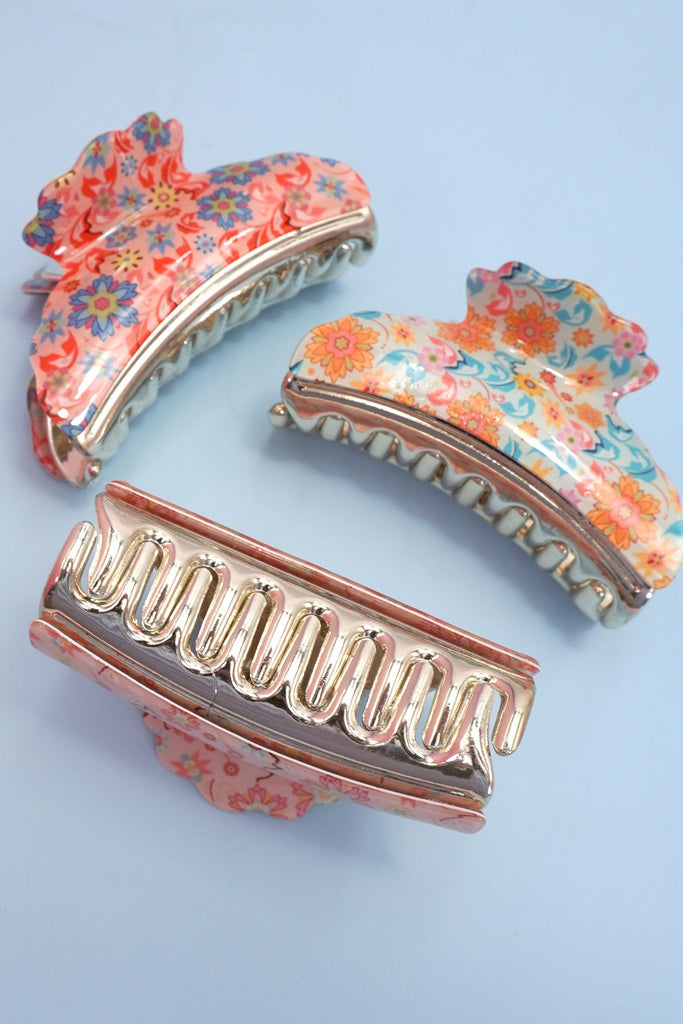 FLORAL FLOWER COTTAGECORE HAIR CLAW CLIPS | 40H956