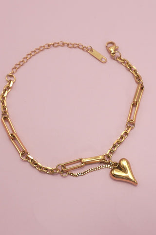 18K STAINLESS STEEL TARNISH FREE HEART BRACELET | 40B5167