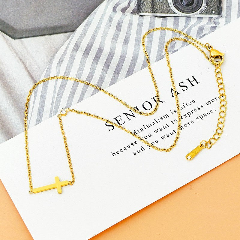 18K STAINLESS STEEL TARNISH FREE CROSS NECKLACE | 40NK9511