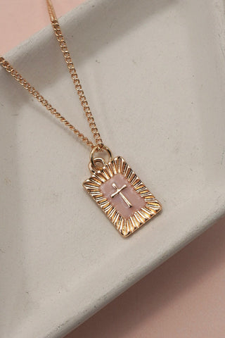 SUNBURST SQUARE CROSS PENDANT NECKLACE | 80N91885