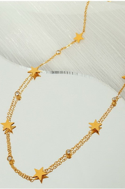 18K STAINLESS STEEL TARNISH FREE STAR NECKLACE | 40NK9513