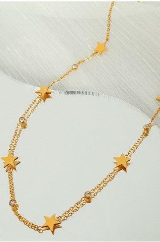 18K STAINLESS STEEL TARNISH FREE STAR NECKLACE | 40NK9513