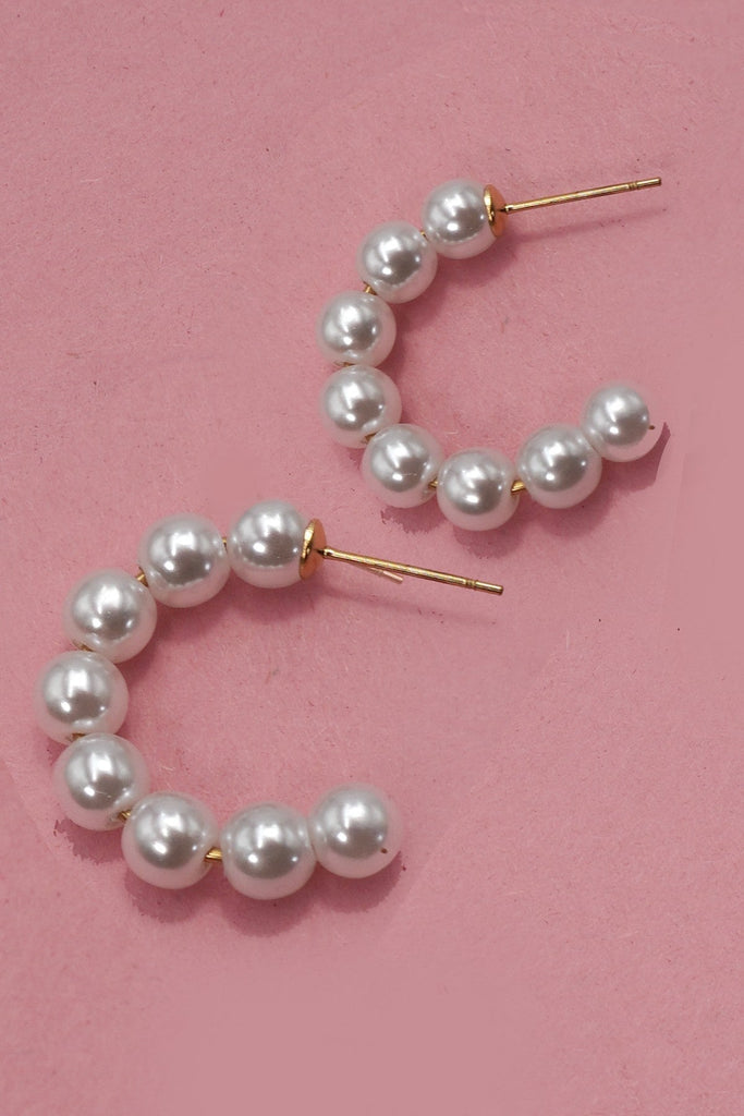 PEARL BEADED  HOOP EARRINGS | 40E380