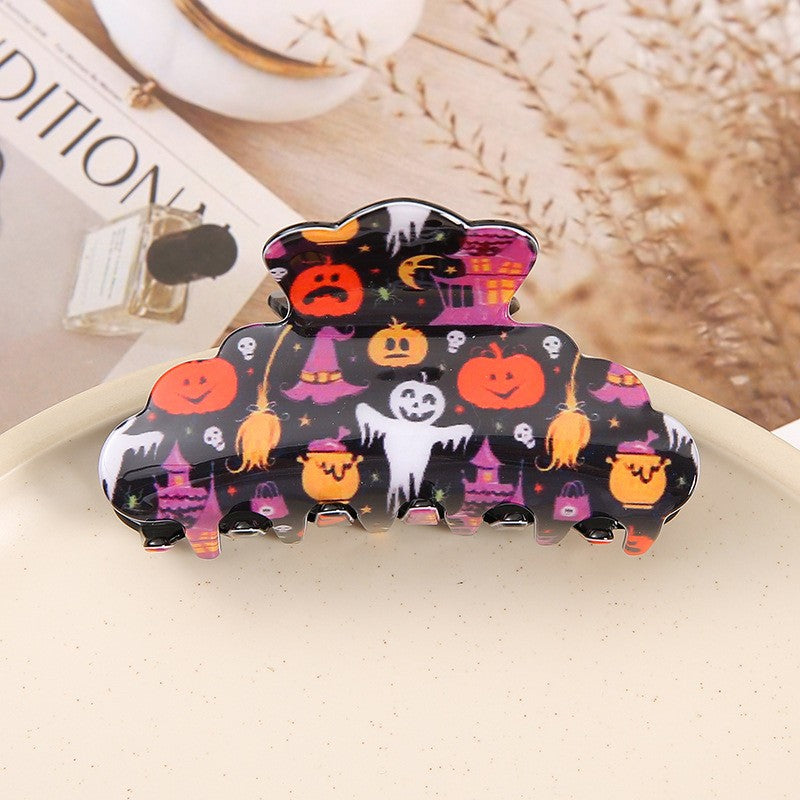 HALLOWEEN PUMPKIN GHOST HAIR CLAW CLIPS | 40H962