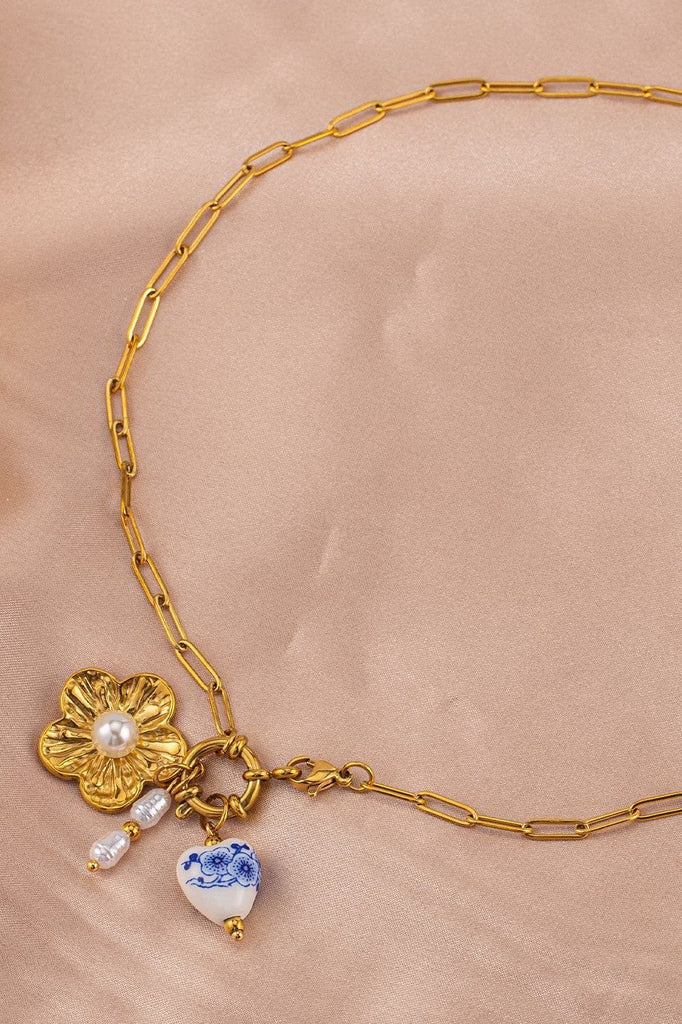 18K STAINLESS STEEL TARNISH FREE FLOWER NECKLACE | 40NK9516