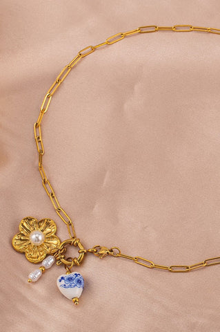 18K STAINLESS STEEL TARNISH FREE FLOWER NECKLACE | 40NK9516