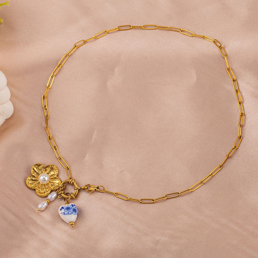 18K STAINLESS STEEL TARNISH FREE FLOWER NECKLACE | 40NK9516