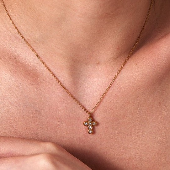 18K STAINLESS STEEL TARNISH FREE CROSS NECKLACE | 40NK9522