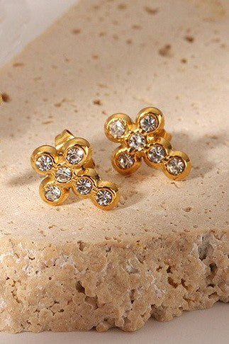 18K STAINLESS STEEL TARNISH FREE CROSS EARRINGS | 40E381