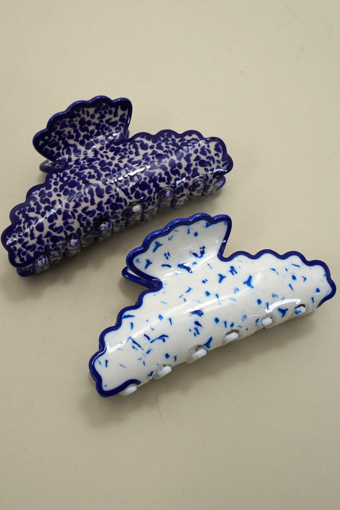 VINTAGE PORCELAIN STYLE HALF MOON HAIR CLAW CLIPS | 40H964