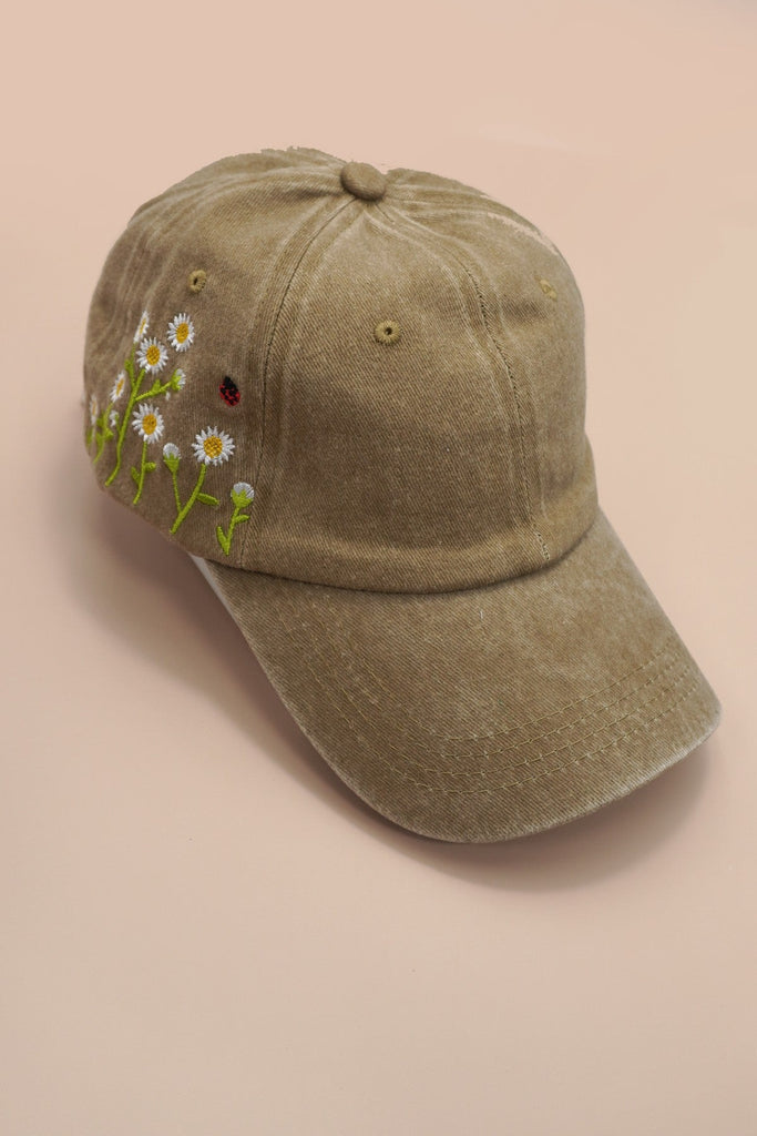 EMBROIDERY FLORAL BASEBALL CAP HAT | 40HW737