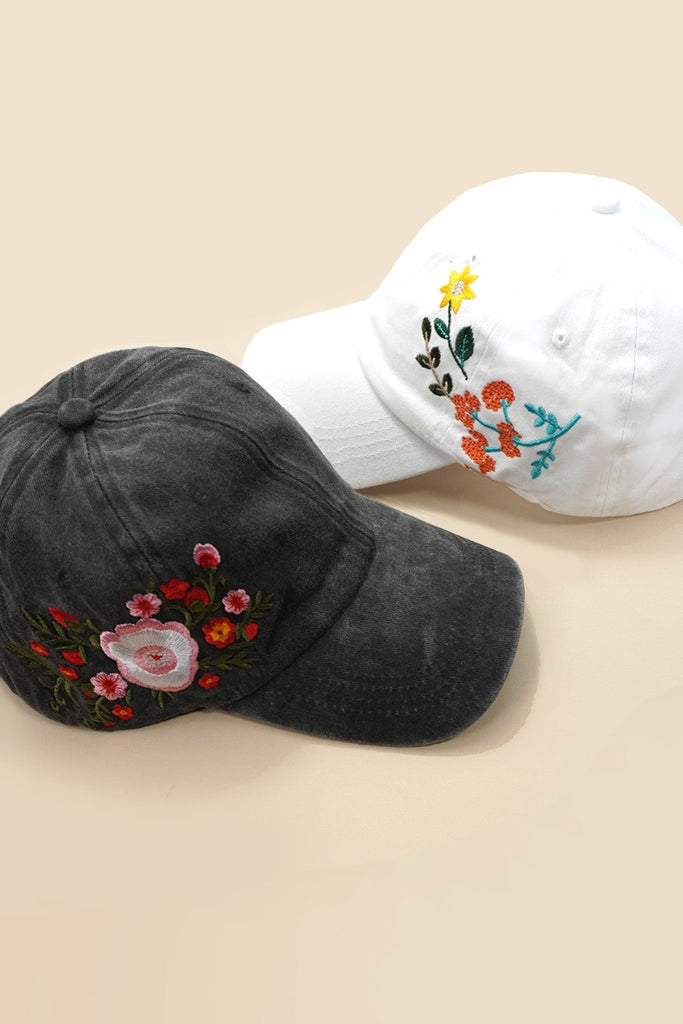 EMBROIDERY FLORAL BASEBALL CAP HAT | 40HW737