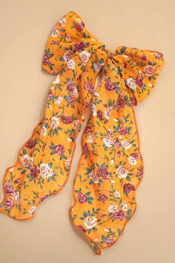 FLORAL FLOWER ORGANZA BOW RIBBON HAIR CLIPS | 40H967