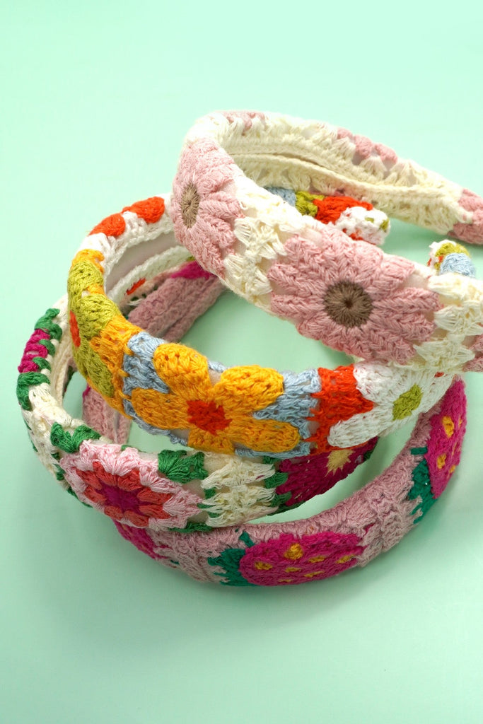 FLORAL CROCHET SOFT WOVEN KNIT HEADBAND HAIR BAND | 40HB182