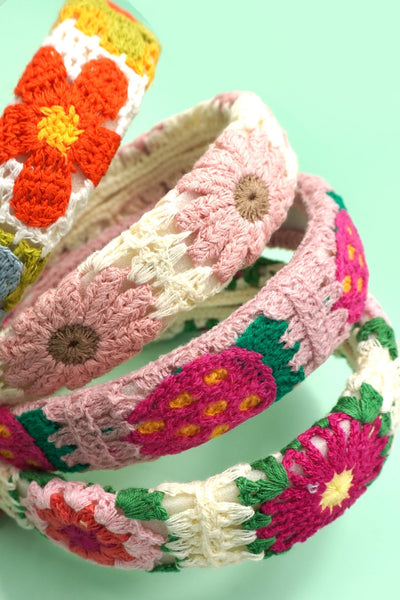 FLORAL CROCHET SOFT WOVEN KNIT HEADBAND HAIR BAND | 40HB182