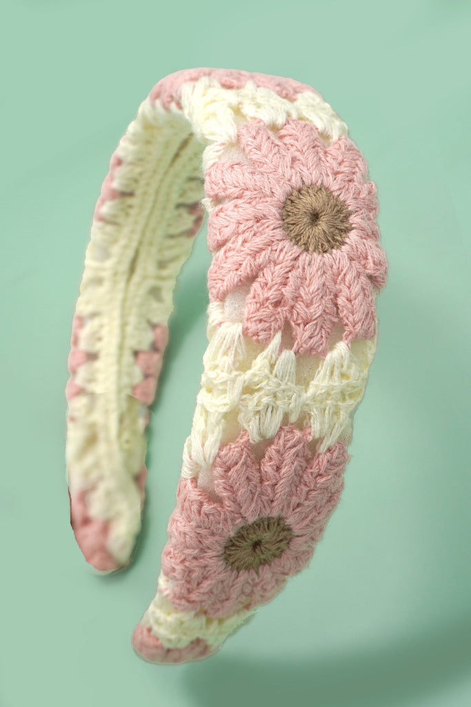 FLORAL CROCHET SOFT WOVEN KNIT HEADBAND HAIR BAND | 40HB182