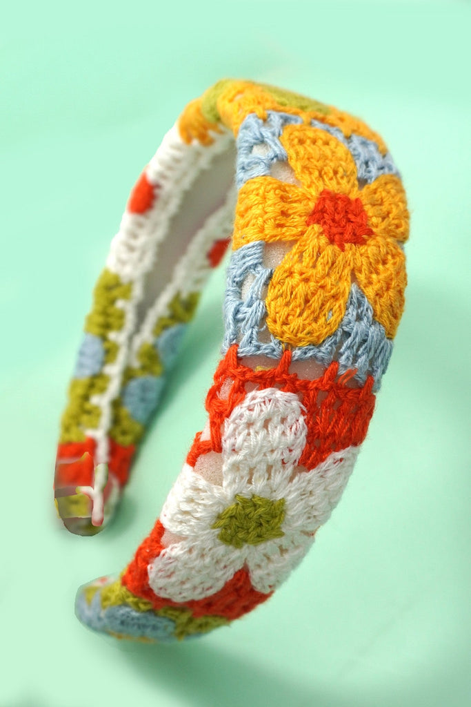 FLORAL CROCHET SOFT WOVEN KNIT HEADBAND HAIR BAND | 40HB182