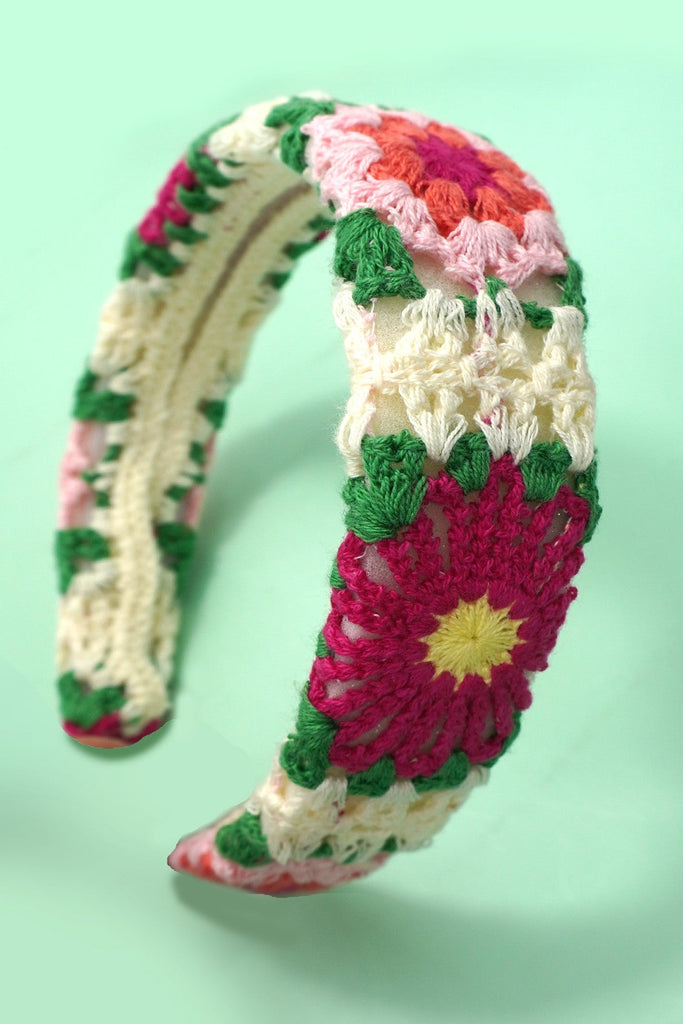 FLORAL CROCHET SOFT WOVEN KNIT HEADBAND HAIR BAND | 40HB182