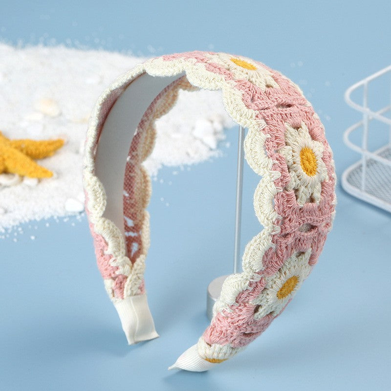 FLORAL CROCHET SOFT WOVEN KNIT HEADBAND HAIR BAND | 40HB181