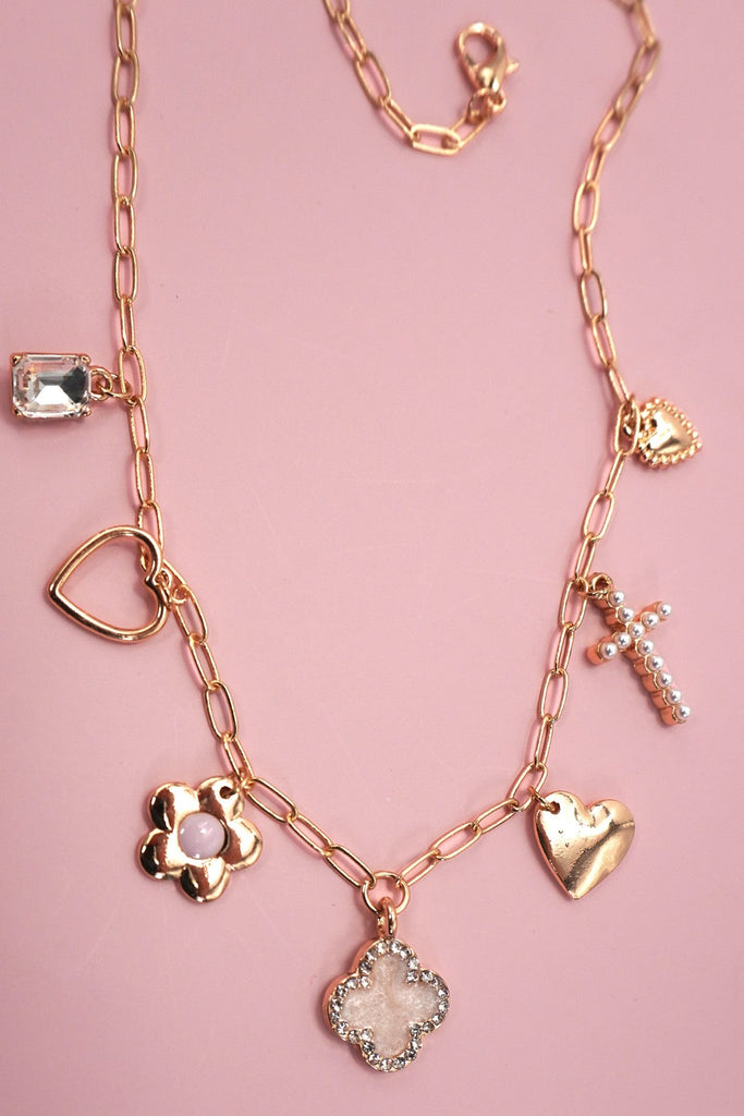 CHARM NECKLACE-CLOVER FLOWER HEART BOW | 80N91981