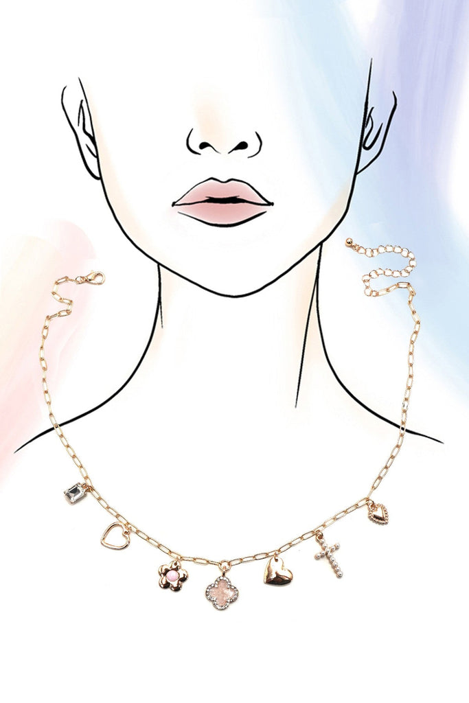 CHARM NECKLACE-CLOVER FLOWER HEART BOW | 80N91981