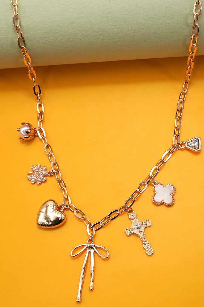 CHARM NECKLACE-CLOVER HEART BOW CROSS | 80N91980