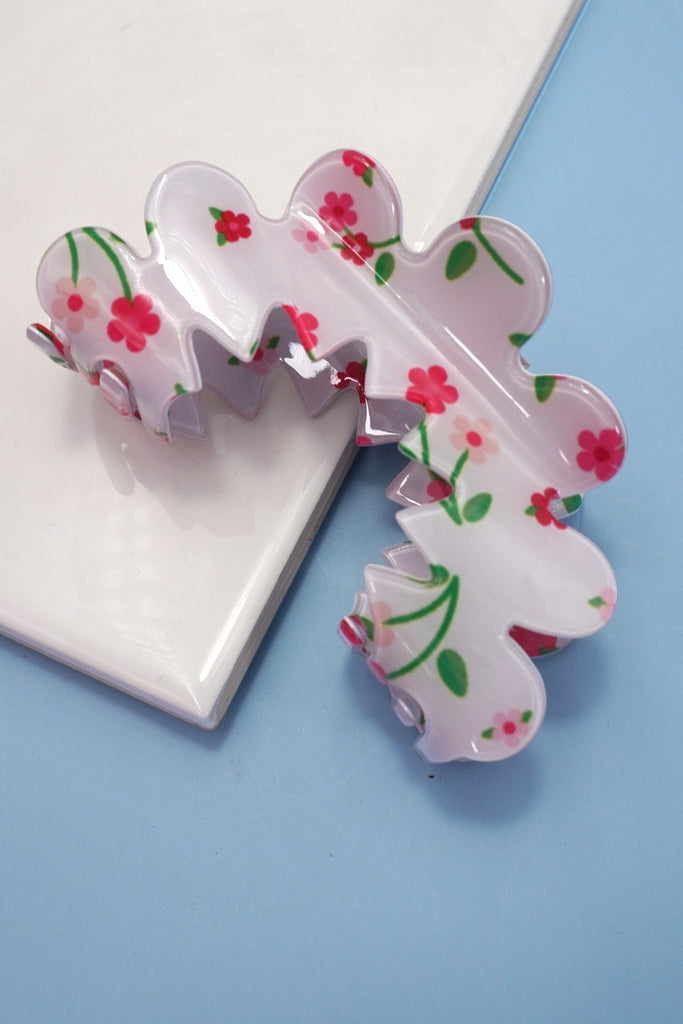 VINTAGE FLORAL HALF MOON HAIR CLAW CLIPS | 40H968