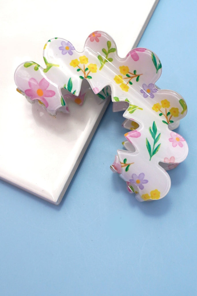 VINTAGE FLORAL HALF MOON HAIR CLAW CLIPS | 40H968