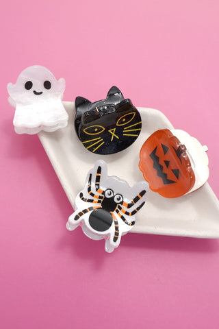 HALLOWEEN PUMPKIN GHOST SET OF 4 HAIR CLAW CLIPS | 40H973