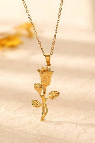 18K STAINLESS STEEL TARNISH FREE ROSE NECKLACE | 40NK9529