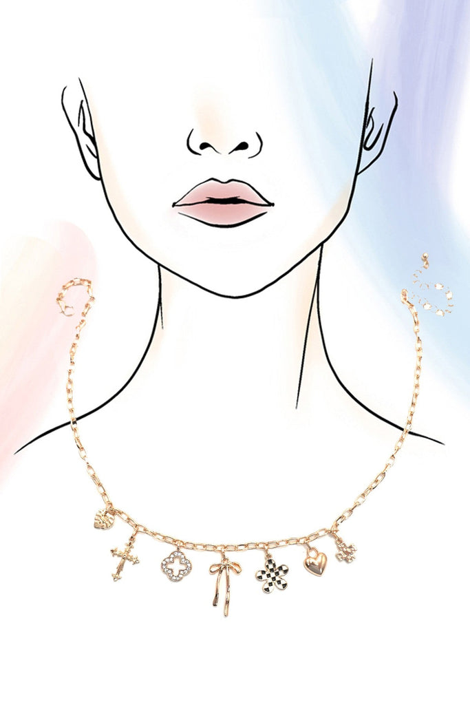 CHARM NECKLACE-CLOVER BOW CHECKER FLOWER HEART | 80N91987