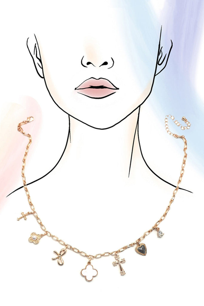 CHARM NECKLACE-CLOVER BOW CROSS HEART FLOWER | 80N91988