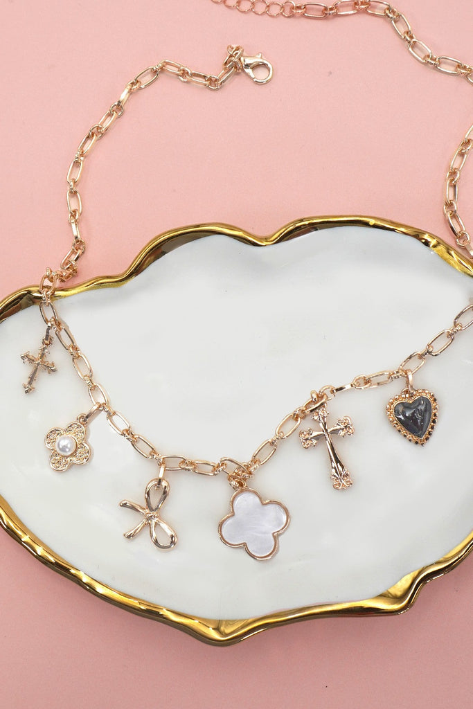 CHARM NECKLACE-CLOVER BOW CROSS HEART FLOWER | 80N91988