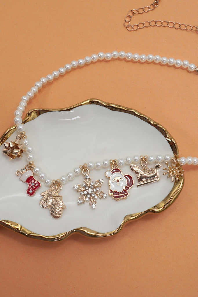 Pearl Chain Necklace with Christmas Charms | 80N91725