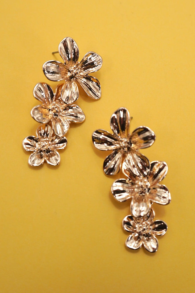 GOLD FLOWER CASCADE DROP EARRINGS | 80E6948