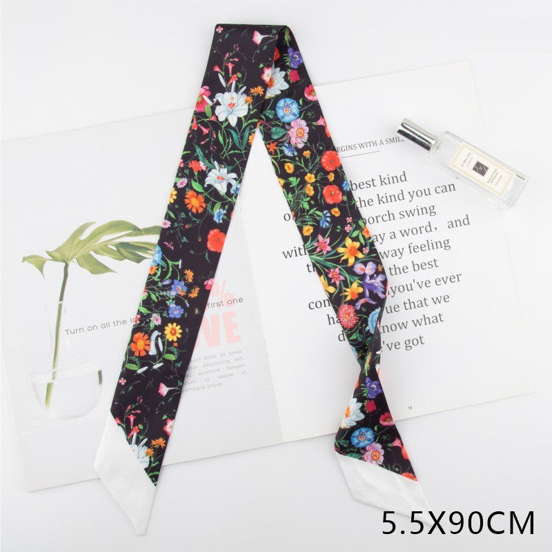 SOFT SILKY SKINNY TWILLY SCARF NECKLACE WRAP | 40SC667