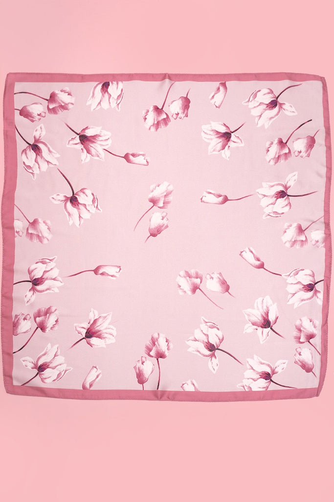 FLOWER PRINT SILKY FEELING BANDANA SCARF | 40SC664