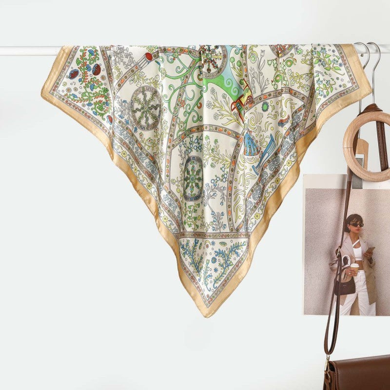 VINTAGE FLORAL PRINT SILKY FEEL BANDANA SCARF | 40SC674